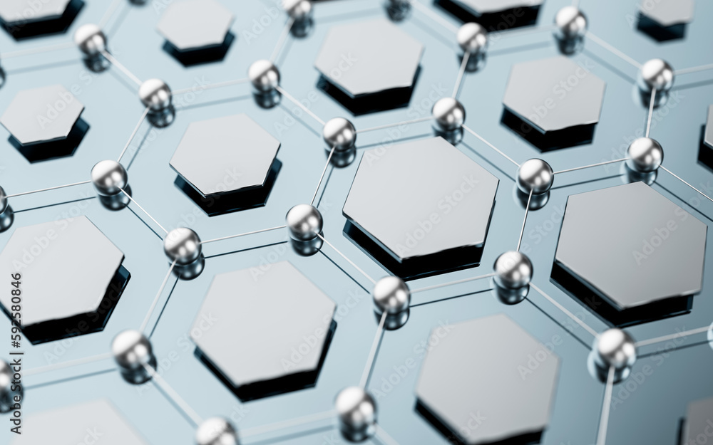 Poster hexagonal structure background, 3d rendering.