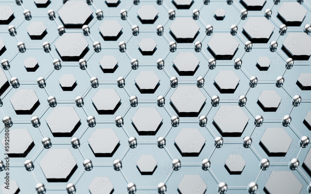 Poster hexagonal structure background, 3d rendering.
