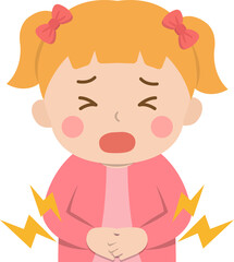 Boy with stomach ache, symptoms of cold or gastroenteritis