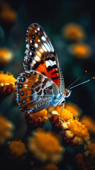 Butterfly on the flower, macro photography, ai generative