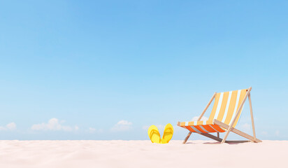 Beach chair with flip flops on seacoast © Antonio Solano
