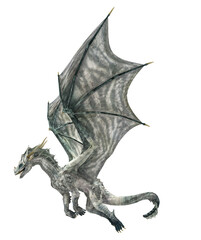 winged white dragon fantasy creature