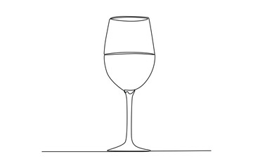 Single one line drawing wine glass. Tableware concept. Continuous line draw design graphic vector illustration.
