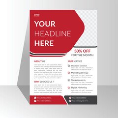 modern creative clean corporate abstract red black gradient business flyer and brochure design template.	A4 size Half page simple design.