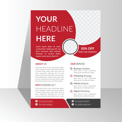Obraz premium modern creative clean corporate abstract red black gradient business flyer and brochure design template. A4 size Half page simple design.