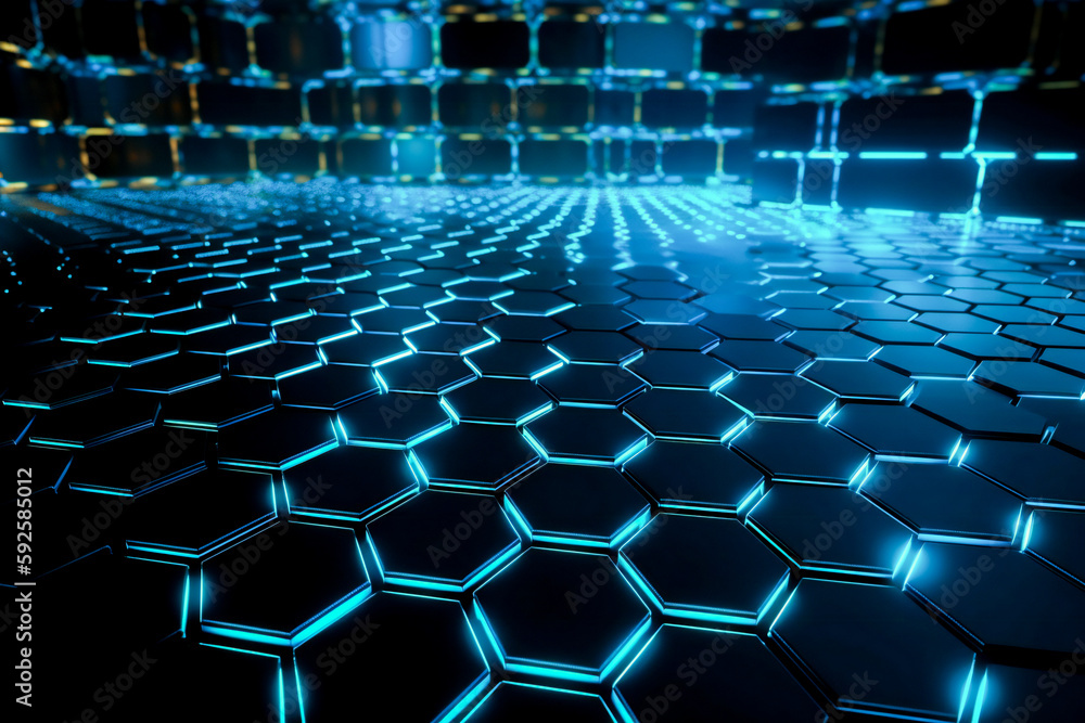 Poster blue abstract technology background. abstract information technology, communications or artificial i