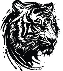 Tiger head minimal logo vector illustration silhouette