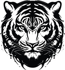 Tiger head minimal logo vector illustration silhouette