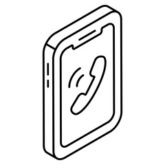 A colored design icon of mobile incoming call