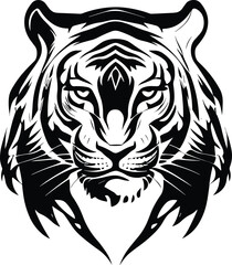 Tiger head minimal logo vector illustration silhouette