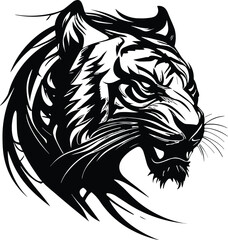 Tiger head minimal logo vector illustration silhouette