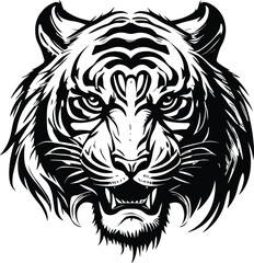 Tiger head minimal logo vector illustration silhouette