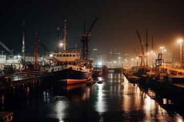 port at night country made with generative ai