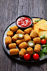breaded crispy fried jalapeno poppers, top view
