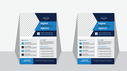 Creative business a4 vector template design for advance marketing agency. Brochure cover or promotional poster, leaflet layout.