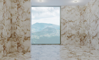 Modern bathroom including bath and sink. 3D rendering.
