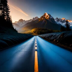 The road between the mountains, generative ai