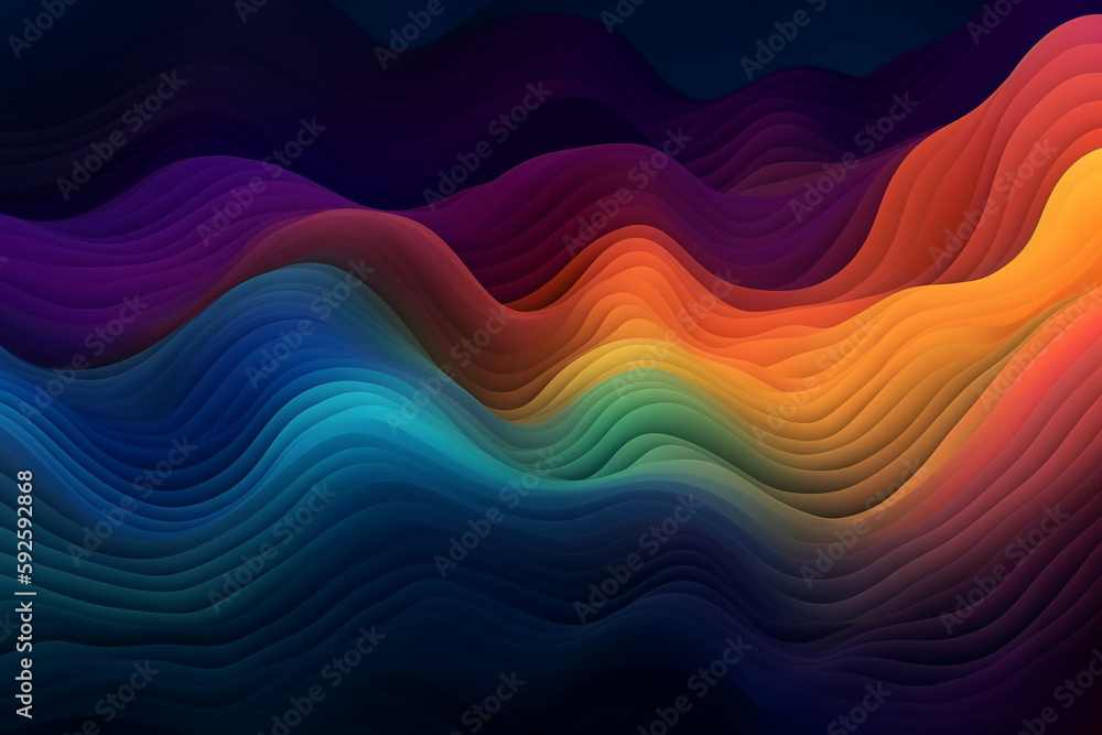 Poster colorful abstract wavy background with gradient. generative ai