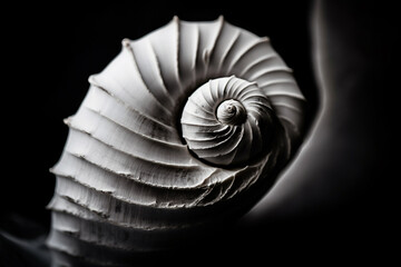 Obraz premium Abstract conceptual illustration of a shell in black and white high contrast. Generative AI