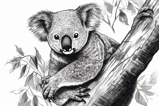 Premium Vector  Cute doodle koala bear with floral illustration