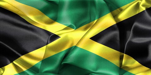 Flag of Jamaica with realistic waving fabric design.