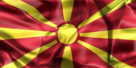 3D-Illustration of a North Macedonia flag - realistic waving fab
