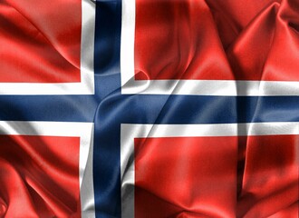 3D-Illustration of a Norway flag - realistic waving fabric flag