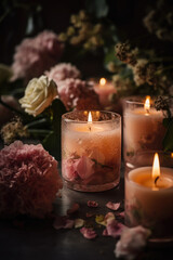 Dark Delight with Candles and Flowers Creating a Luxurious Atmosphere