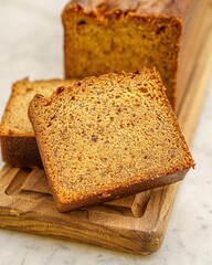 Freshly baked bread on a wooden plate