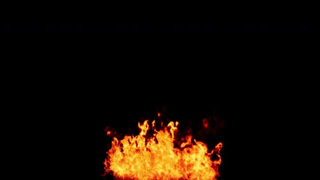 Animation of fire isolated on a dark background