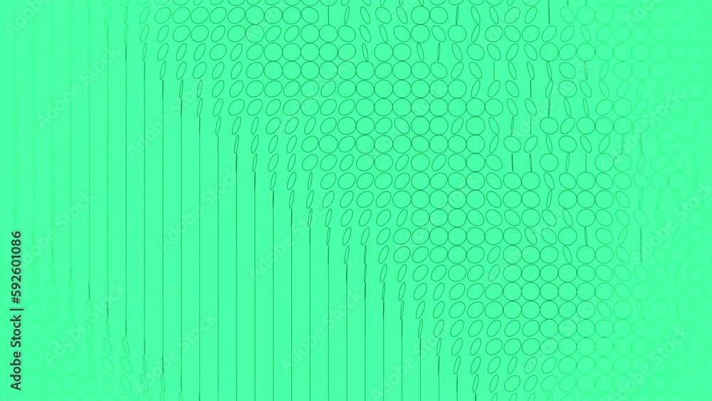 Fototapete Wave loop animated strings of flat circles on a green background 3d rendering 4K