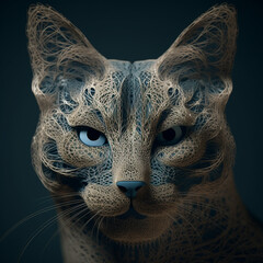 Obraz premium Hipster animal realistic and polygonal cat face. Triangle animal, Created using generative AI tools.
