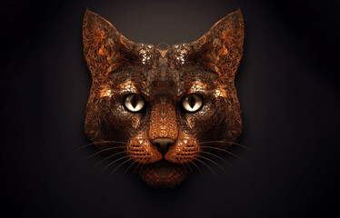 Hipster animal realistic and polygonal cat face. Triangle animal,  Created using generative AI tools.