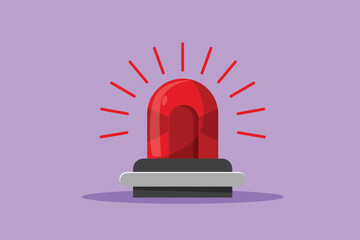 Character flat drawing emergency siren logo, symbol. Red flasher. Fire warning sign, police alarm, ambulance alarm, medical alert. Siren rescue or ambulance light. Cartoon design vector illustration © onetime
