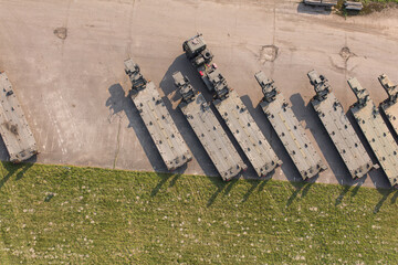 aerial view of the military equipment