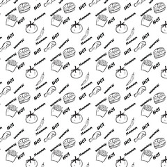 black and white pattern with a fast-food element  