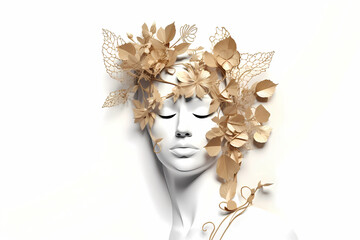 3d render abstract fashion woman portrair, venetian carnival mask. Generative AI