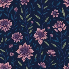 Deurstickers seamless pattern with flowers © The Creative Corner