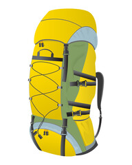 Large hiking backpack. Adventure traveler backpacker.