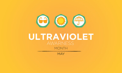 Ultraviolet Awareness Month in May Promoting UV Safety and Eye Health. Vector Illustration