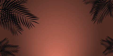Fototapeta na wymiar Silhouette of coconut leaves and gradient orange color background vector