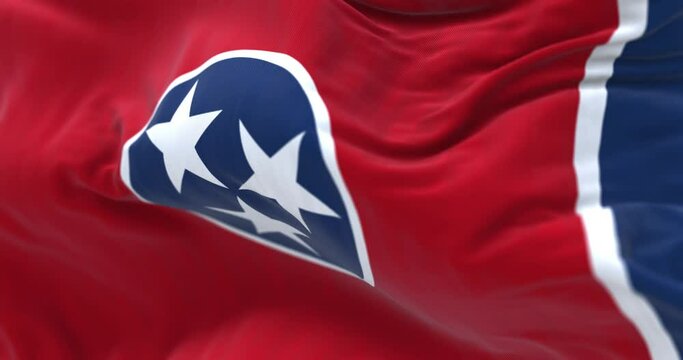 Seamless loop in slow motion of Tennessee state flag waving
