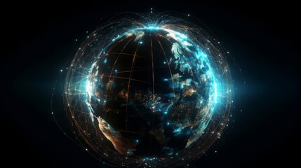 Global Background Connection lines around Earth globe