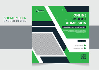 Admission social media post and web banner design template