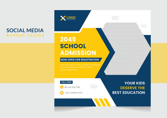 Admission social media post and web banner design template