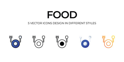 Food Icon Design in Five style with Editable Stroke. Line, Solid, Flat Line, Duo Tone Color, and Color Gradient Line. Suitable for Web Page, Mobile App, UI, UX and GUI design.