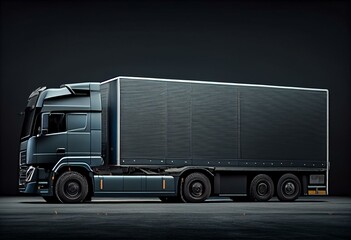 side view of Cargo truck for make mockup isolated on empty background. Generative AI