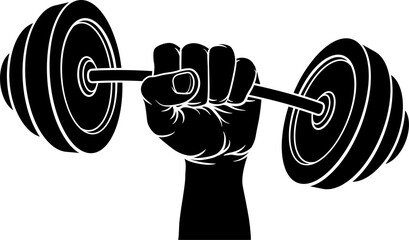 Weight Lifting Fist Hand Holding Barbell Concept