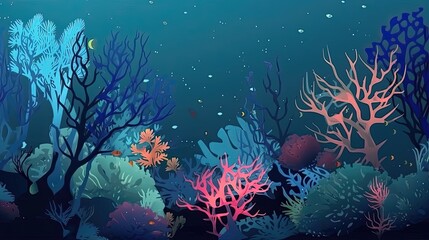 Obraz na płótnie Canvas The intricate and colorful world of the ocean comes to life in this abstract underwater background. Generated by AI.