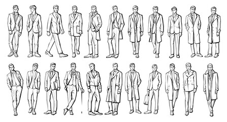 Line Drawing Illustration of Handsome Young Man In Smart Casual Wear. Outline drawing for coloring - 592611007